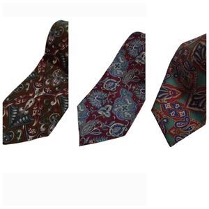 Set of 2 Vtg 80s 90s Christian Dior 100% Silk Ties USA Made Brown Purple Paisley